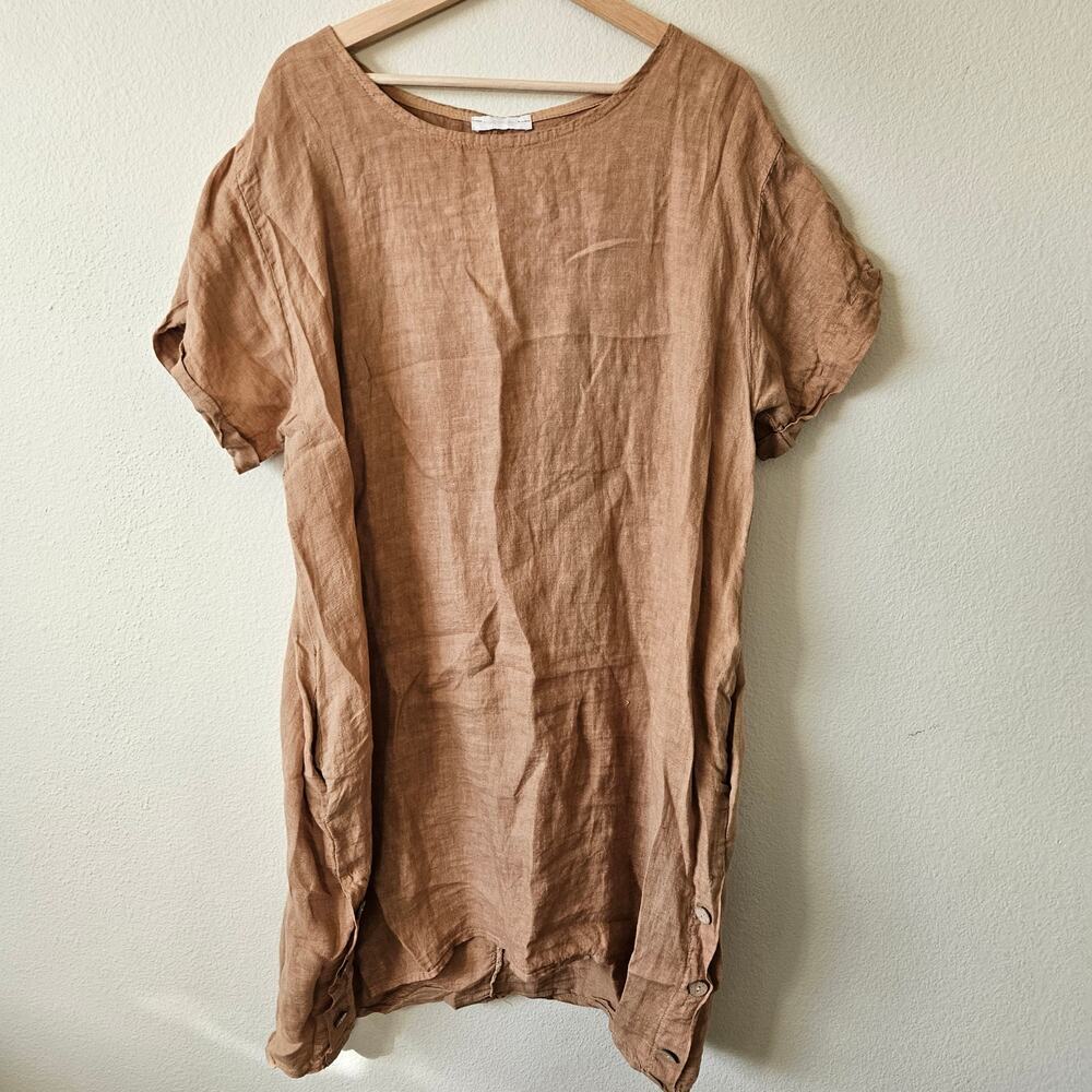 MILIO MILANO SLEEVE SIDE BUTTON DETAIL LINEN DRESS Small - Picture 2 of 11